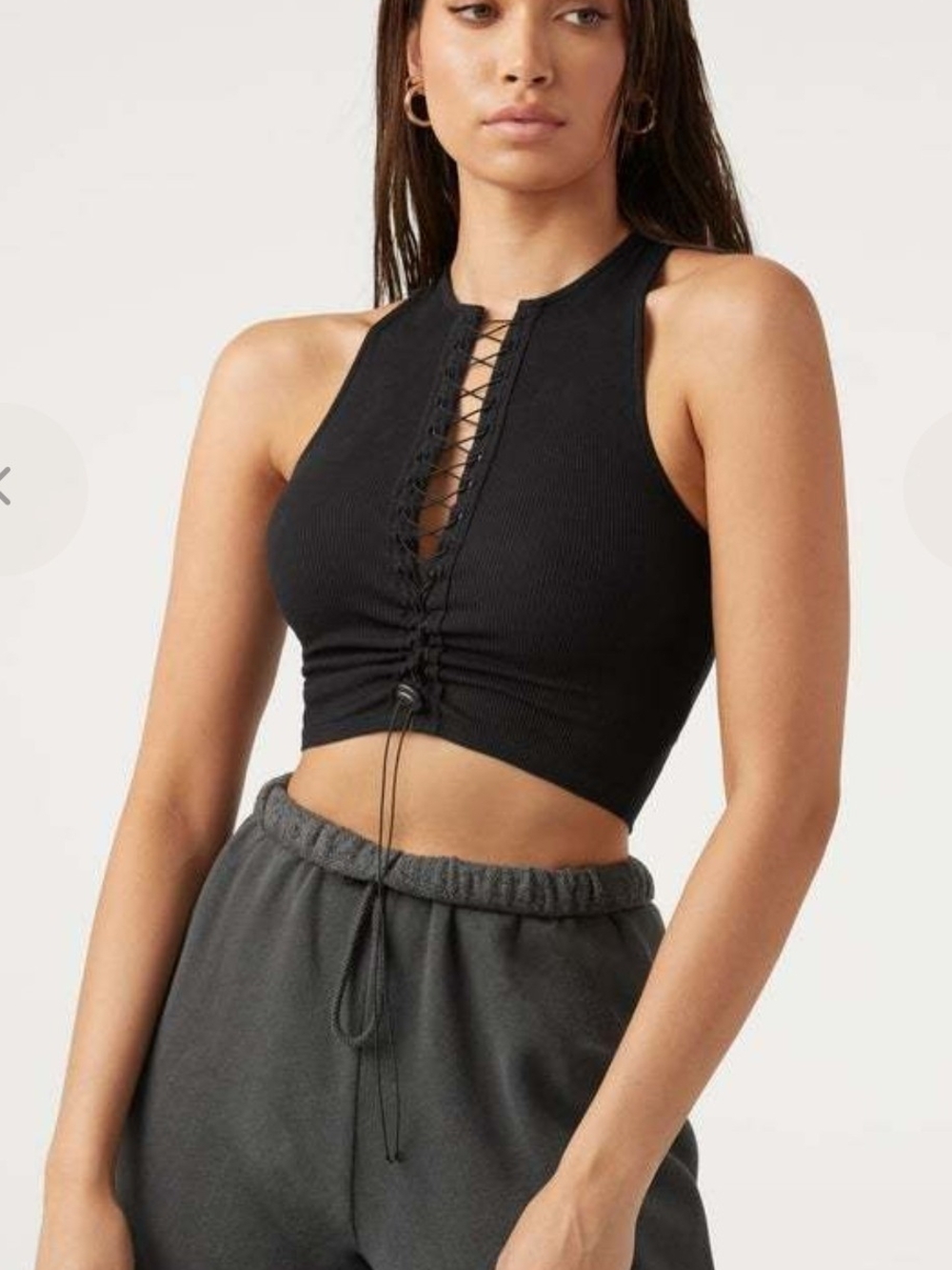 Joan Brown Lace Up Crop Top